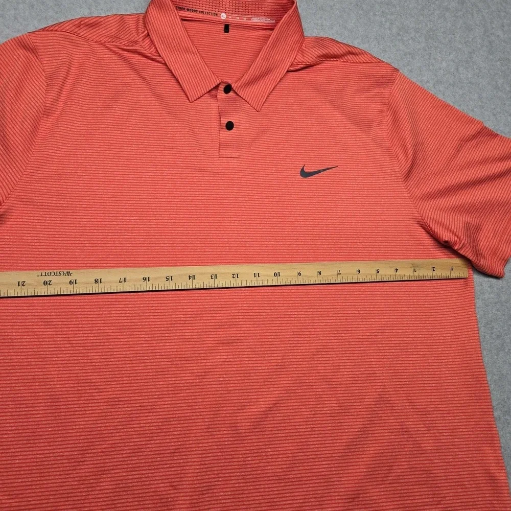 Nike Tiger Woods Collection Polo Mens XL‎ Red Micro Stripe Dri Fit Golf